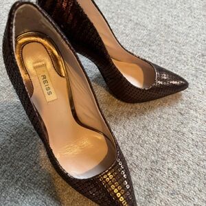 Reiss Dark Brown Sequin Heels